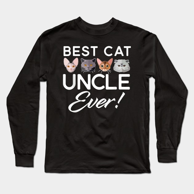 Best Cat Uncle Ever Matching Family Kitty Long Sleeve T-Shirt by Mum and dogs